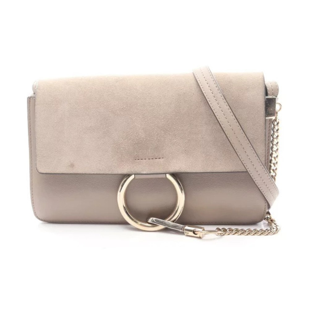 Chloe Faye Shoulder Bag Leather Suede Beige Cream